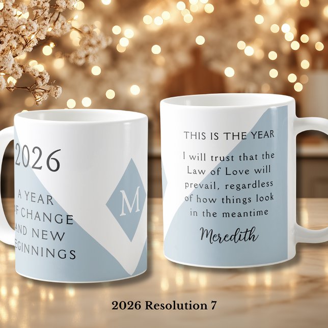 7. New Year Resolution for 2026 Year of Change  Coffee Mug (2026 Year of Change and New Beginnings Dusty Blue Resolution 7 Coffee Mug)