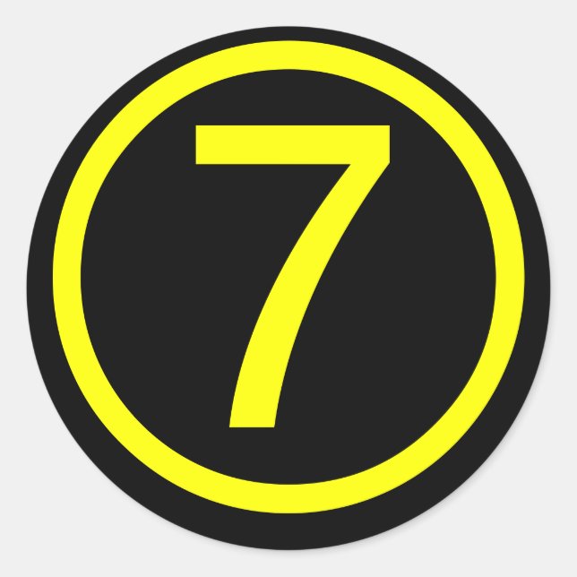 7 - number seven classic round sticker (Front)