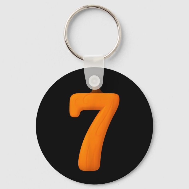 7 Number Six Seven Fall Pumpkin Halloween Funny Key Ring (Front)