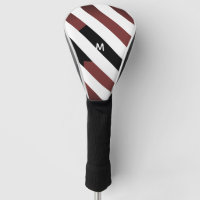 7 Option Maroon & Black Stripes Modern Monogram