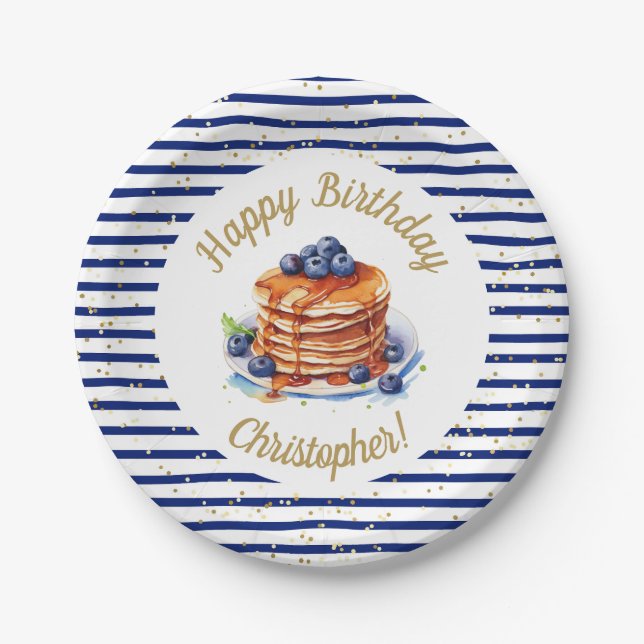 7" Pancakes and Pajama Birthday Paper Plate (Front)