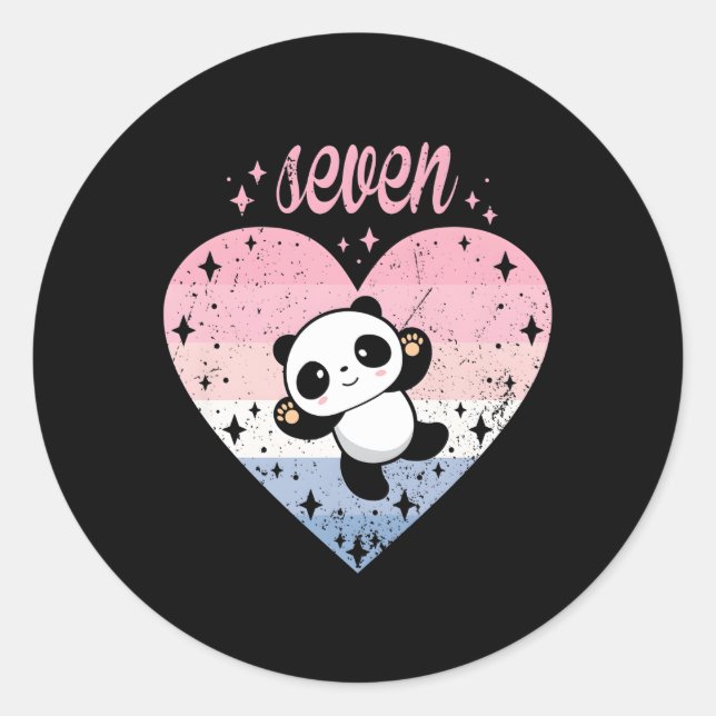 7 Panda 7Th B-Day Classic Round Sticker (Front)