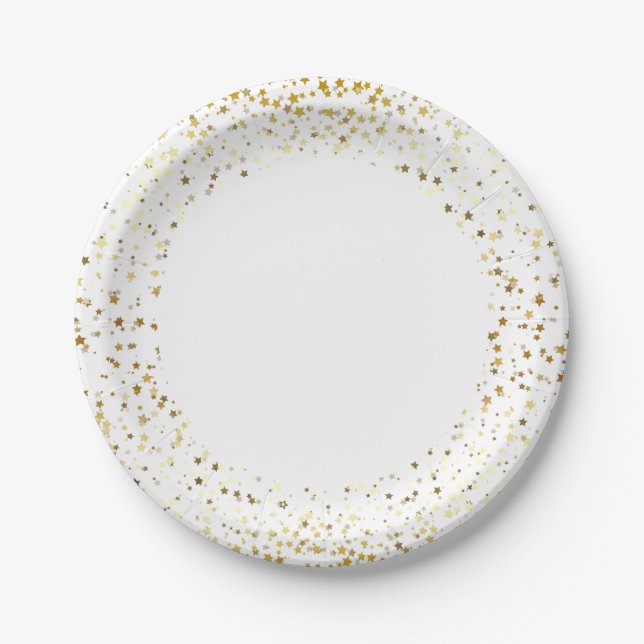 7" Paper Plates-Gold Petite Stars Paper Plate (Front)