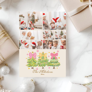 7 Photo Bright Ribbon Trees Holiday Family Card