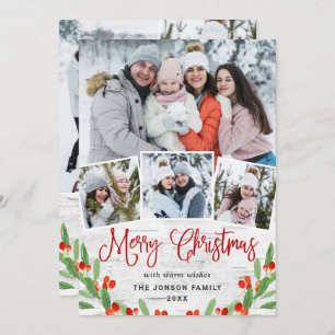 7 PHOTO Christmas Rustic Birch Bark Greeting Holiday Card