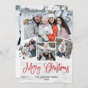 7 PHOTO Christmas Rustic Birch Bark Greeting Holiday Card