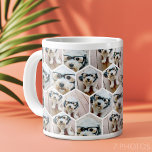 7 Photo Collage - funky hexagon pattern Large Coffee Mug<br><div class="desc">Square photos work best with this template. Add your favourite pics to this fun template. You can use square photos or any photos for this grid.</div>