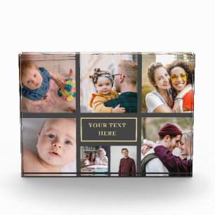 7 Photo Collage Minimalist - Gold and White Grid