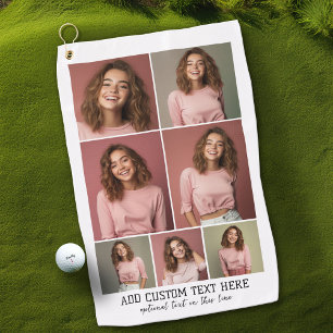 7 Photo Collage - Modern Minimal Black and White Golf Towel