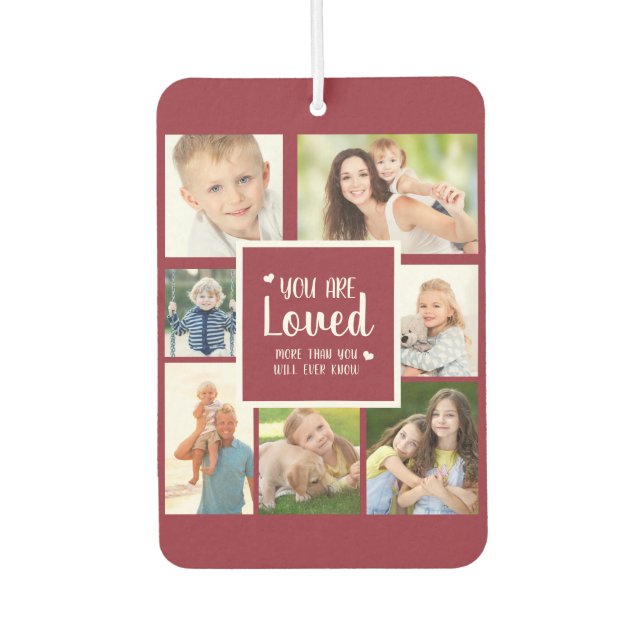 7 Photo Collage You Are Loved Red White Car Air Freshener (Front)