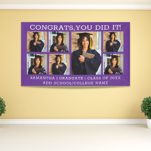 7 Photo Congrats Graduate 2023 Purple Graduation Banner