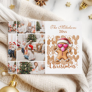 7 Photo Cute Gingerbread Christmas Holiday Card