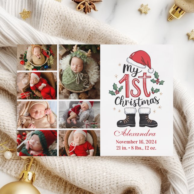 7 Photo Cute Santa Baby 1st Christmas Holiday Card (Creator Uploaded)