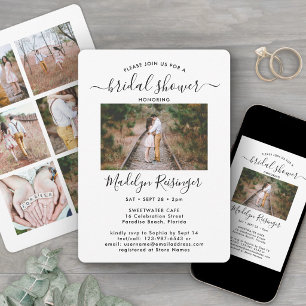 7 Photo Elegant Modern Calligraphy Bridal Shower Invitation