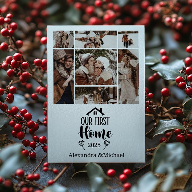 7 Photo Minimialist Christmas Our First Home Holiday Card (Creator Uploaded)