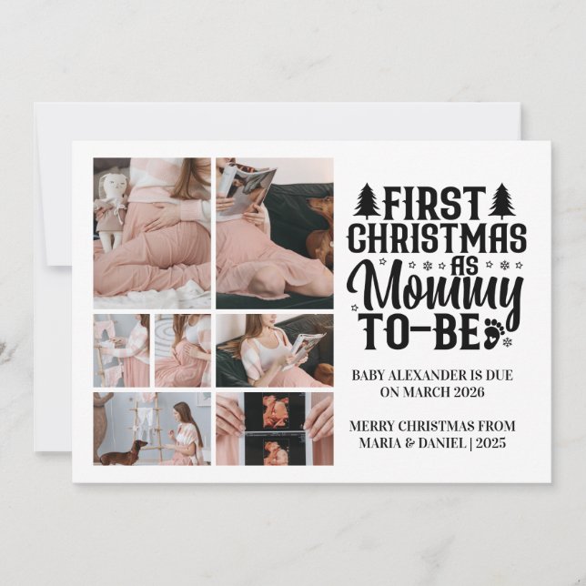 7 Photo Mummy to be Christmas Pregnancy  Holiday Card (Front)
