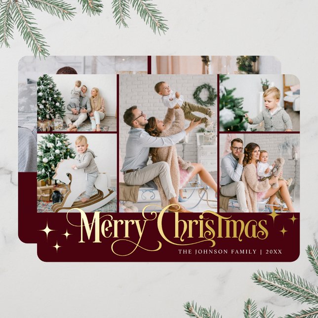 7 PHOTO Sparkle Merry Christmas Gold (PHOTO Sparkle Merry Christmas Greeting Foil Holiday Card)