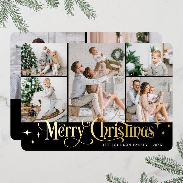7 PHOTO Sparkle Merry Christmas Gold (PHOTO Sparkle Merry Christmas Greeting Foil Holiday Card)