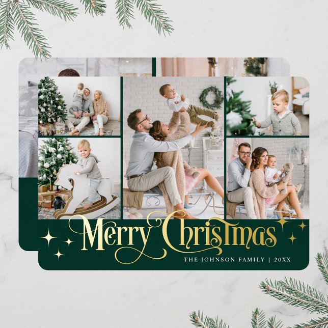 7 PHOTO Sparkle Merry Christmas Gold (PHOTO Sparkle Merry Christmas Greeting Foil Holiday Card)