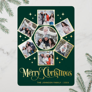 7 PHOTO Sparkle Merry Christmas Greeting Gold