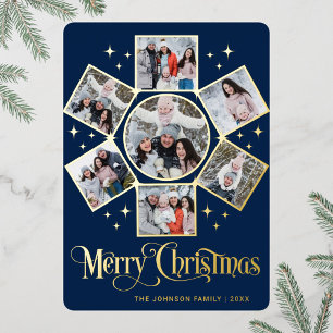 7 PHOTO Sparkle Merry Christmas Greeting Gold