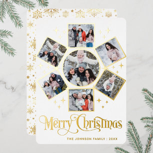 7 PHOTO Sparkle Merry Christmas Greeting Gold