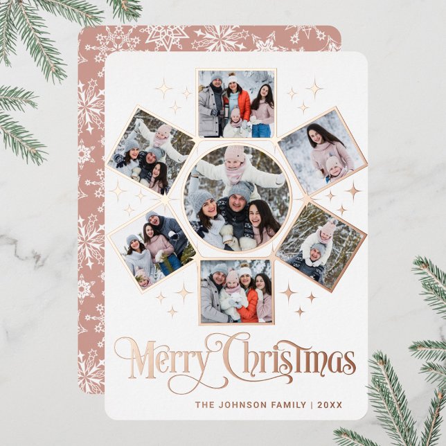 7 PHOTO Sparkle Merry Christmas Greeting Rose Gold (Creator Uploaded)