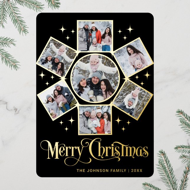 7 PHOTO Sparkle Merry Christmas Greeting Rose Gold (Creator Uploaded)