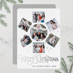 7 PHOTO Sparkle Merry Christmas Greeting Silver