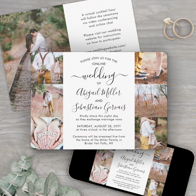 7 Photo Virtual Wedding Livestream Online Ceremony Invitation (Creator Uploaded)