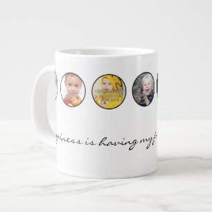 7 Photos: Happiness is having all my family around Large Coffee Mug