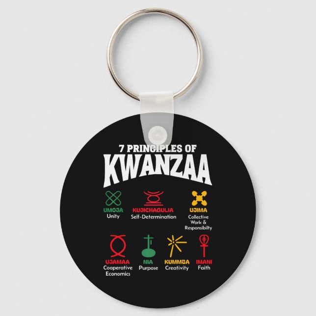 7 Principles Of Kwanzaa African American Pride Men Key Ring (Front)