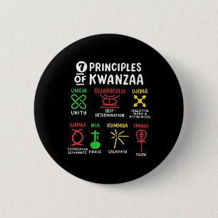 7 Principles Of Kwanzaa Black African American Men 6 Cm Round Badge