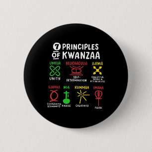 7 Principles Of Kwanzaa Black African American Men 6 Cm Round Badge