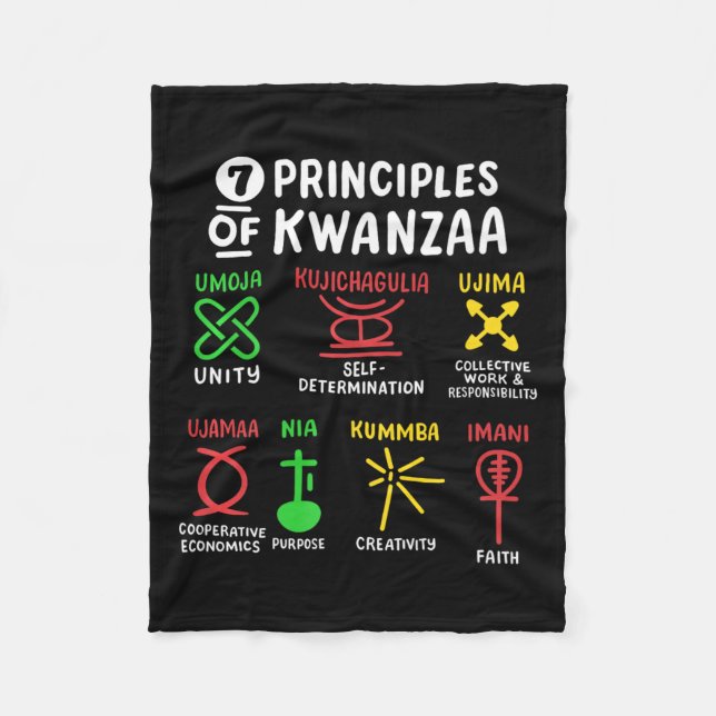 7 Principles Of Kwanzaa Black African American Men Fleece Blanket (Front)
