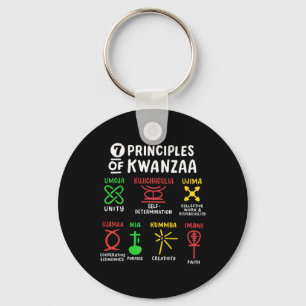 7 Principles Of Kwanzaa Black African American Men Key Ring