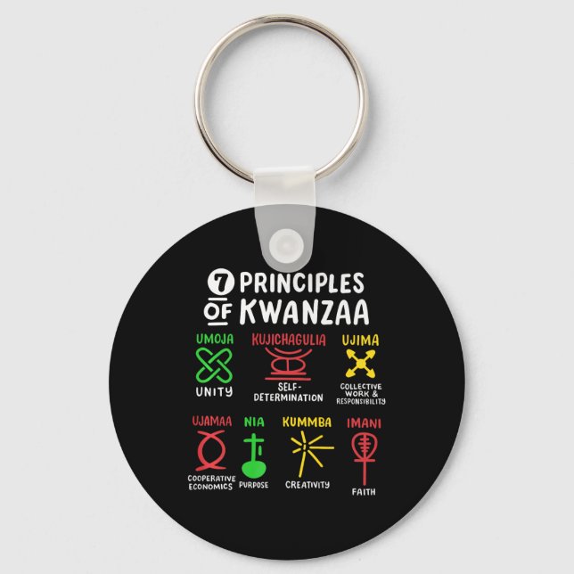 7 Principles Of Kwanzaa Black African American Men Key Ring (Front)