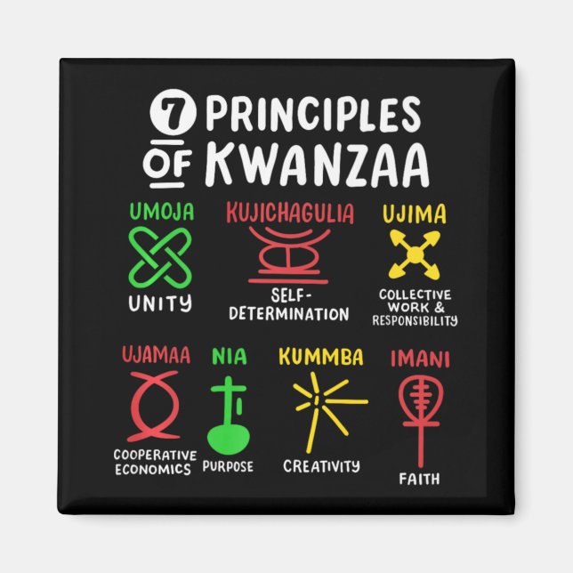 7 Principles Of Kwanzaa Black African American Men Magnet (Front)