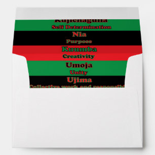 7 Principles of Kwanzaa Black Red Green Horizontal Envelope