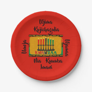 7 Principles of Kwanzaa Candles 7" Paper Plate