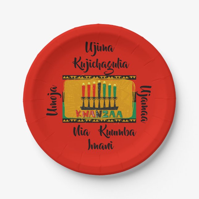 7 Principles of Kwanzaa Candles 7" Paper Plate (Front)