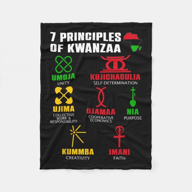 7 Principles Of Kwanzaa Celebration Pan African Bo Fleece Blanket (Front)