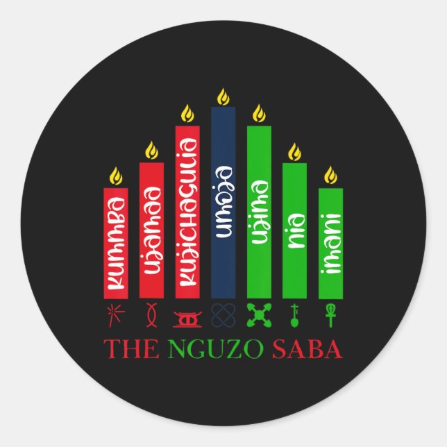 7 Principles Of Kwanzaa  Classic Round Sticker (Front)