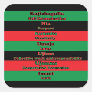 7 Principles of Kwanzaa Colours Square Sticker