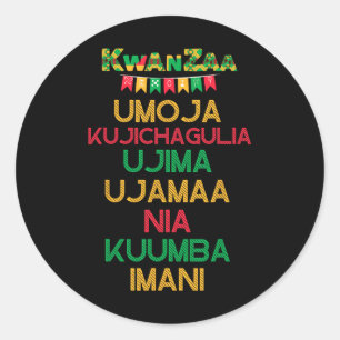 7 Principles Of Kwanzaa Happy Kwanzaa African Cand Classic Round Sticker