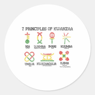 7 Principles Of Kwanzaa Nguzo African American Hol Classic Round Sticker