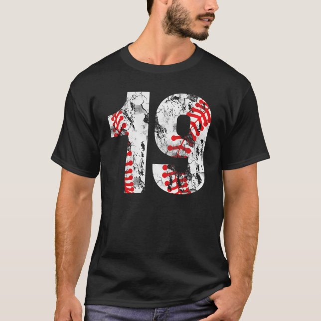 7 Scal19 Birthday  Number Years Old Baseball Boy K T-Shirt (Front)