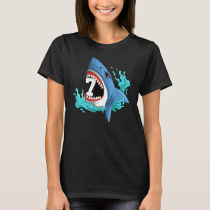 7 Shark Birthday Animal Themed Bday Party Celebrat T-Shirt