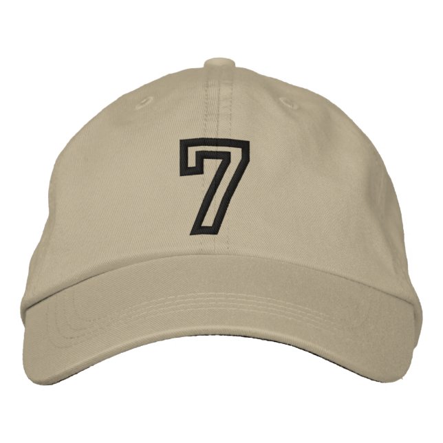 "7" Small Athletic Number Embroidered Hat (Front)
