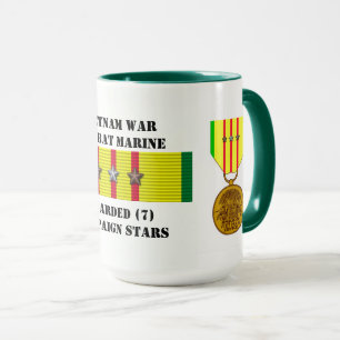 7 STARS COMBAT MARINE VIETNAM WAR MUG